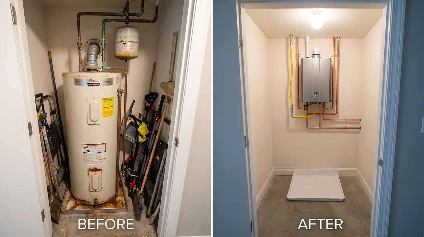 Tank water heater versus wall-mounted tankless unit comparison for Olivet, SD homeowners